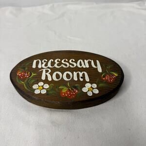 Nostalgia Vintage Wood Sign “Necessary Room” With Strawberries & Flower Wall Dec